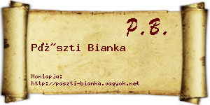 Pászti Bianka névjegykártya